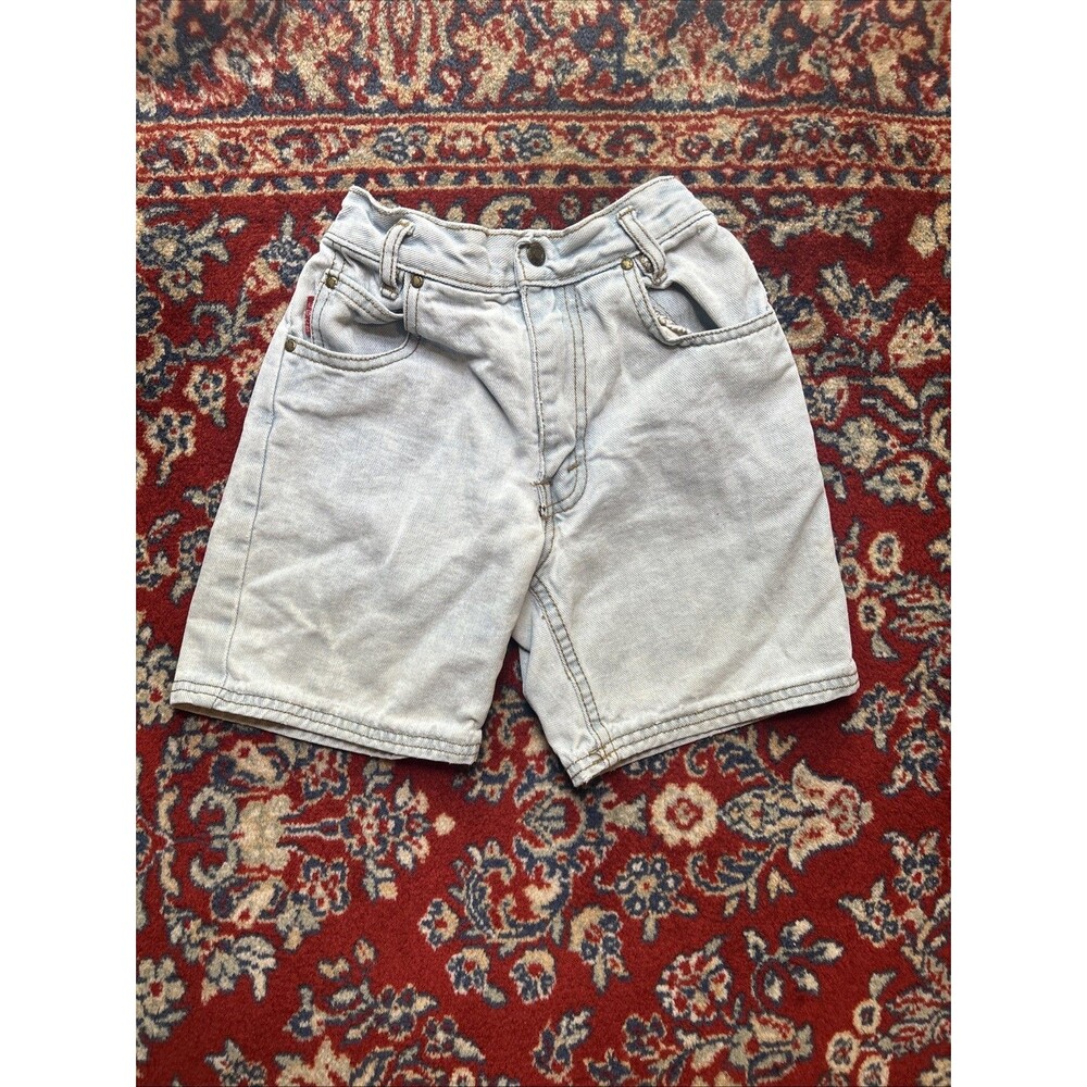 Vintage Bugle Boy Shorts Youth 7 R Beige Light Wash Jean Baggy Workwear 90s Y2K